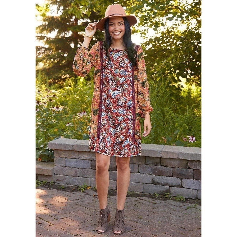Matilda Jane Lovely‎ Menagerie Floral Boho Cottegecore Shift Dress